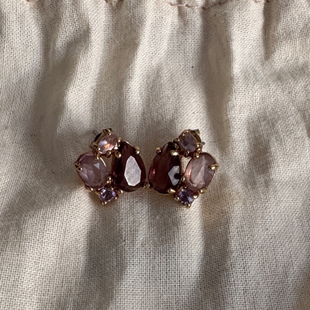NWOT Banana Republic Elegant Purple Gemstone Cluster Stud Earrings